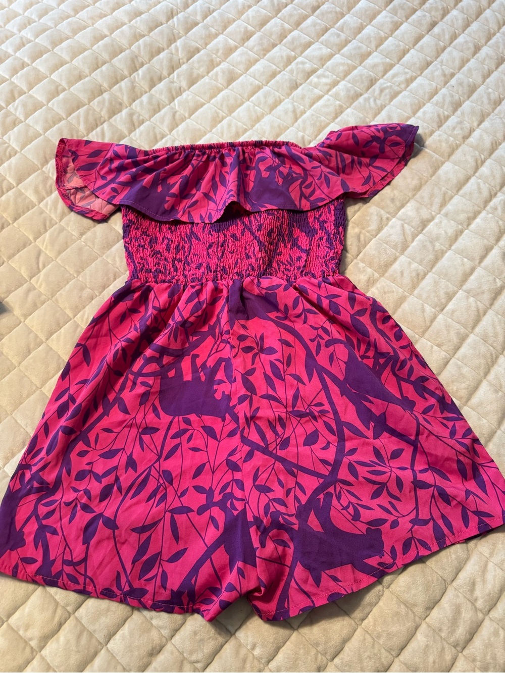 SHEIN Pink & Purple Smocked Floral Romper